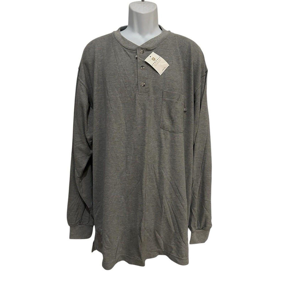 NWT Tyndale FRMC Mens Henley Shirt HRC 1 Gray Long Sleeve Made in USA 2XL‎ Tall